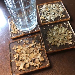 Coaster real flower resin set 4.